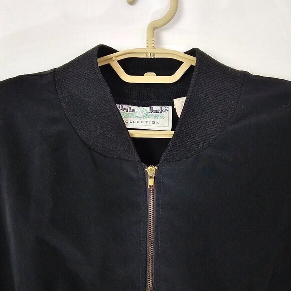 Vintage Delta Burke Track Jacket Womens 1X Black Embroidered Leopard Full Zip - Picture 7 of 8